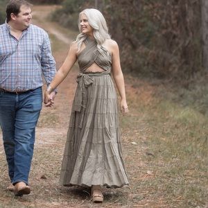 Green wrap maxi dress